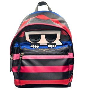 NWT KARL LAGERFELD PARIS WOMEN'S AMOUR COLORFUL STRIPED GRAPHIC BACKPACK - OS